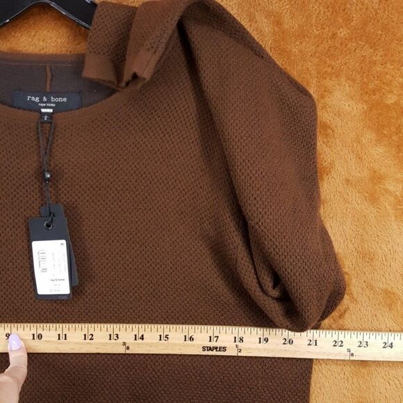 RAG & BONE Sweater Mens Large Brown Pullover Wool Blend Knit BENNET CREW $278 - Picture 7 of 9